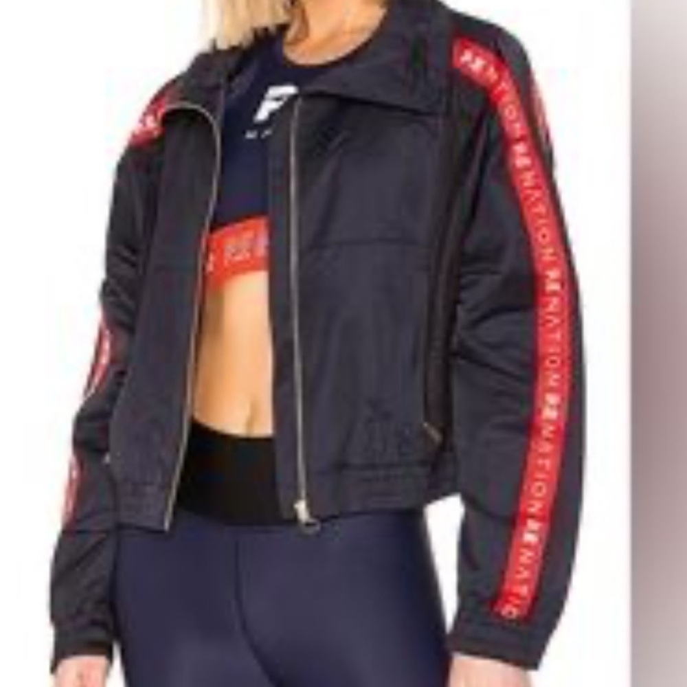 P.E. Nation Navy Blue w/ Red Trim Backcourt Full Zip Jacket | Size Medium EUC